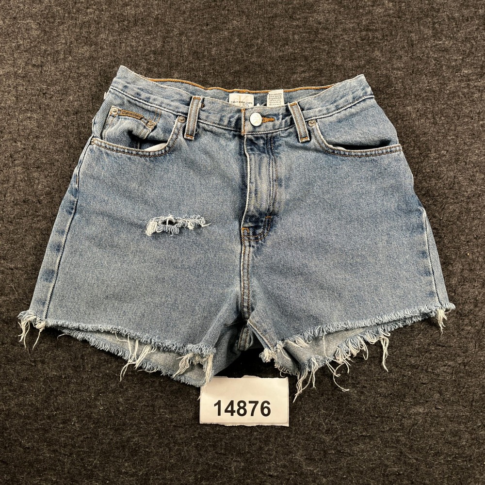 Vintage Calvin Klein Jeans Shorts Women 7/8 Blue Good Distressed Cut Off